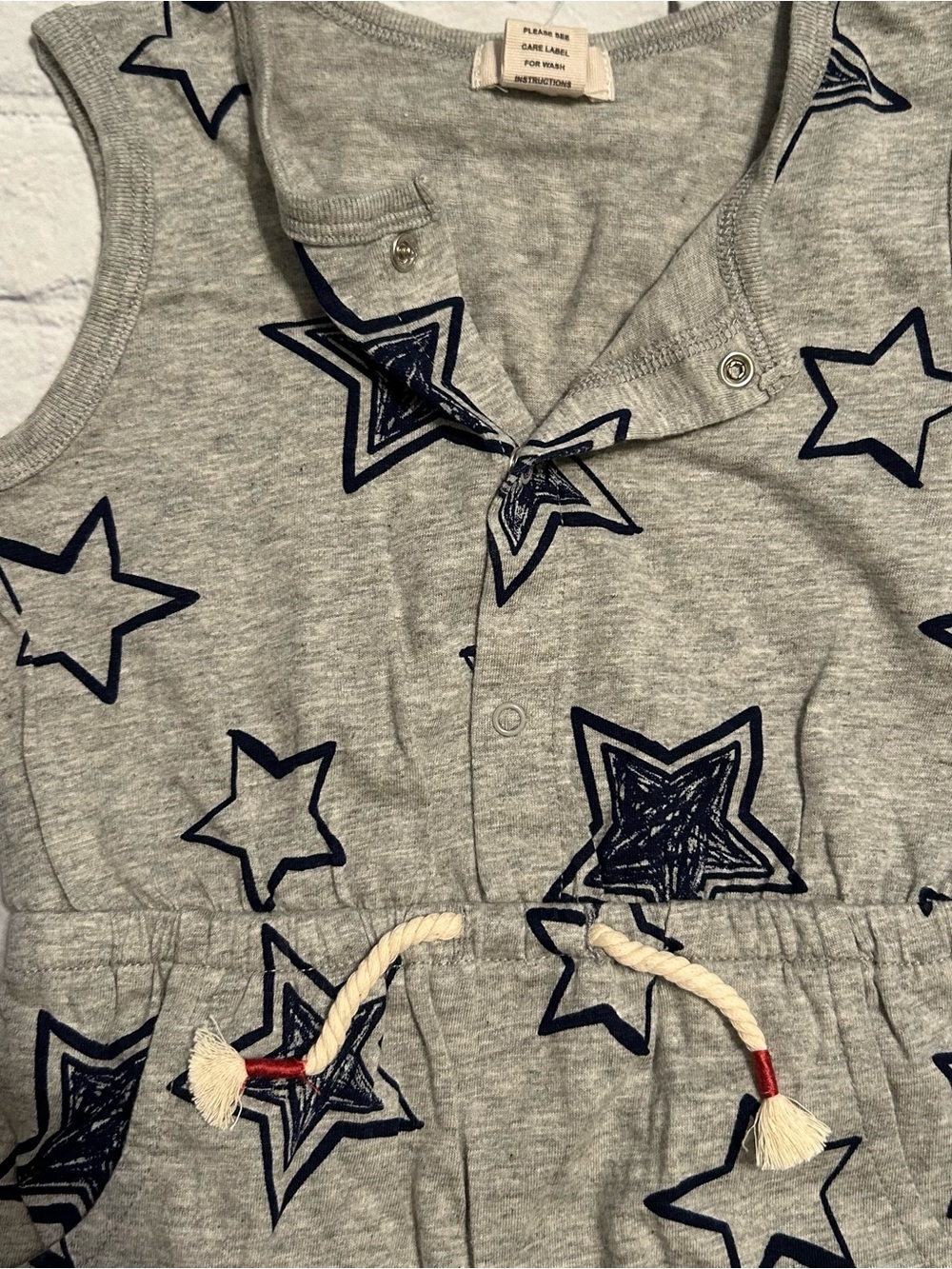 NWT Peek Gray Romper with Navy Star Print - Soft & Adorable! (18-24 Mos)
